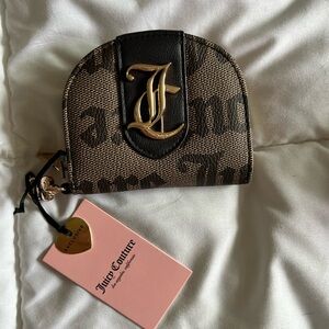 Juicy Couture Brown and Black Logo Mini Wallet with Gold Hardware